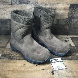 LL BEAN Womens Brown Suede Insulated Winter Boots 250641 Side Zip Size 8.5 M